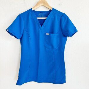 Figs Scrub Top Blue Catarina V-Neck Short Sleeve One Pocket Nursing